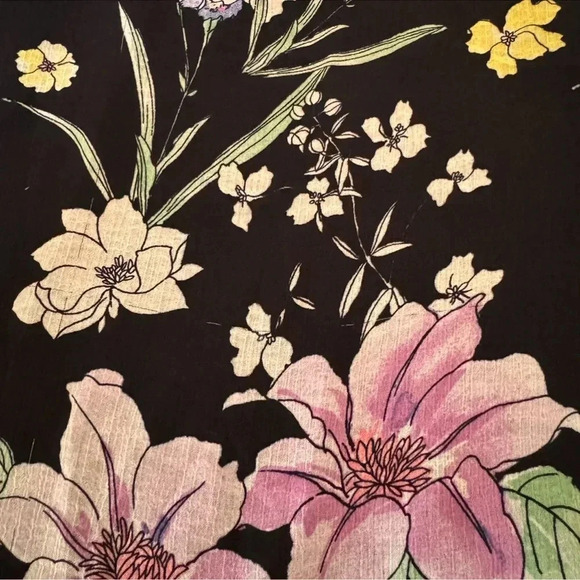 Great Jones Navy Floral Neck Tie Dress Midi Sleeveless Floral Side Pockets Sz XS - Picture 14 of 16